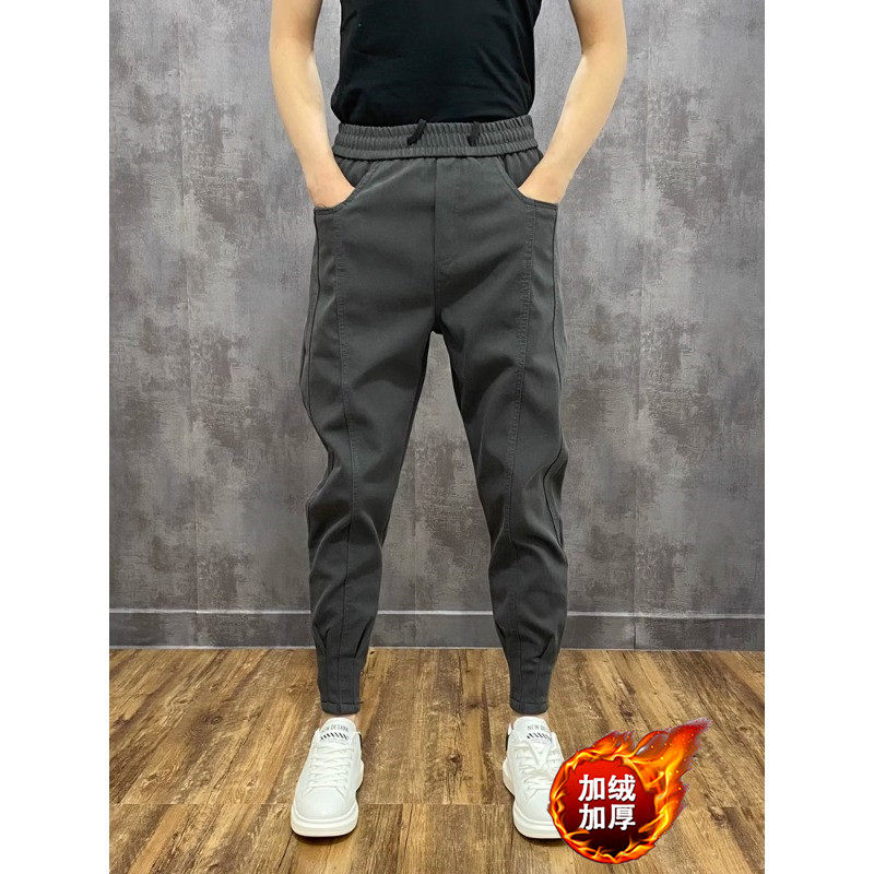 2025新款潮牌痞帅小脚休闲裤子男士百搭修身春秋季九分束脚工装裤,男装,休闲裤,淘宝优惠券,粉丝福利购,淘宝优惠卷