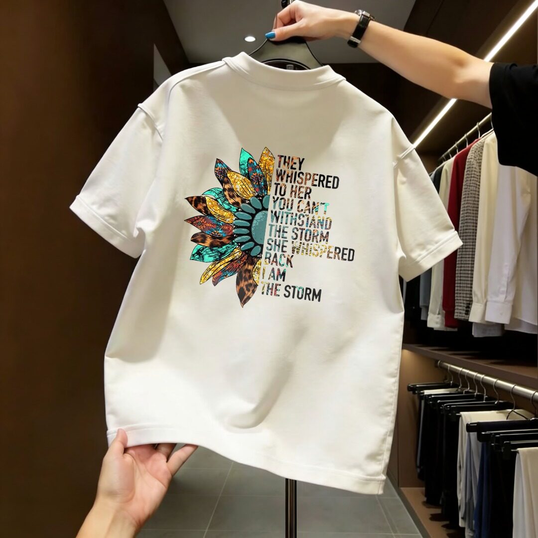 夏季大码纯棉美式印花正肩T恤男士2026新款休闲百搭夏季短袖上衣
