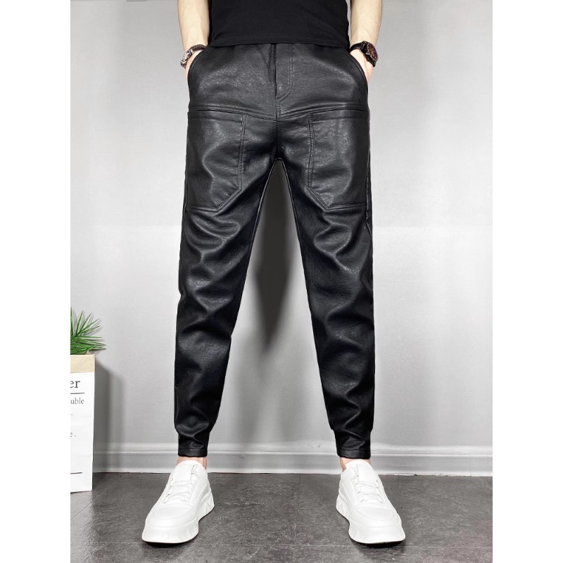 秋冬季新款男士休闲机车皮裤