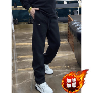 简约百搭宽松运动休闲长裤 秋冬季 男士 新款 子 加绒加厚弯刀直筒卫裤
