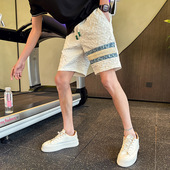 男士 五分男裤 休闲宽松夏季 痞帅高级感短裤 薄款 提花中裤 外穿大裤 衩