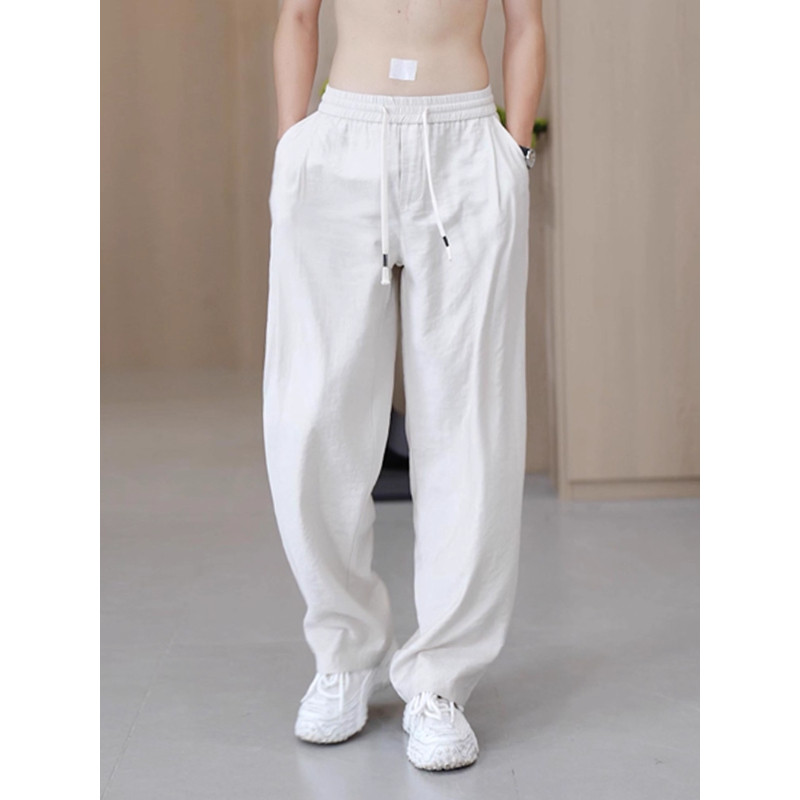 2025新款男士宽松休闲裤春秋季薄款直筒裤垂感高级感裤子男弯刀裤