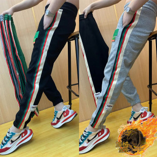 潮流网红运动卫裤 秋冬季 子男2023新款 潮牌休闲束脚裤 加绒加厚男士