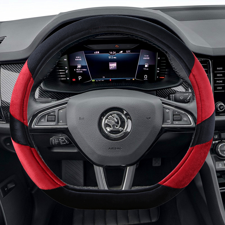 平底方向盘套棉短毛绒斯柯达新速派明锐 新柯迪亚克GT把套毛绒D形