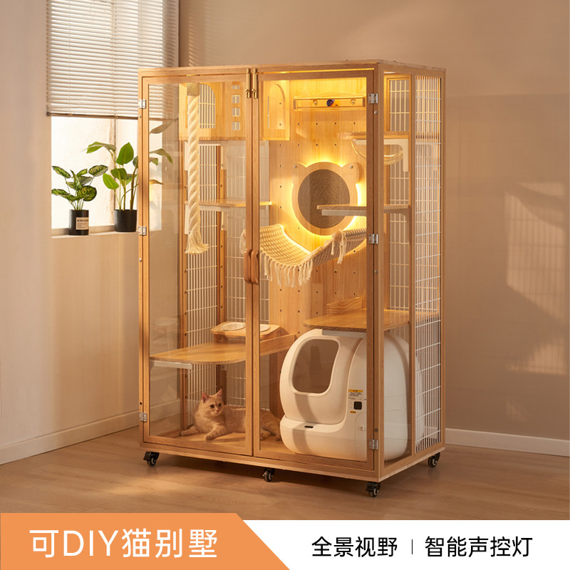 实木猫别墅玻璃全景家用猫屋室内定制猫舍大型猫笼子超大自由空间,宠物/宠物食品及用品,猫笼子/猫别墅,淘宝优惠券,粉丝福利购,淘宝优惠卷