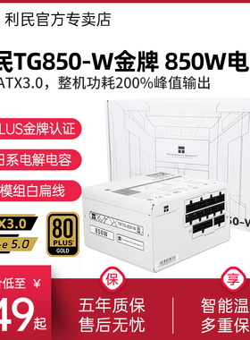 利民TG850-W全日系电解电容PCIE5.0白色ATX3.0金牌全模组电源850W