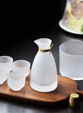 锤纹玻璃清酒壶套装温烫酒黄梅果酒杯日式云雾一两白酒杯子咖啡杯