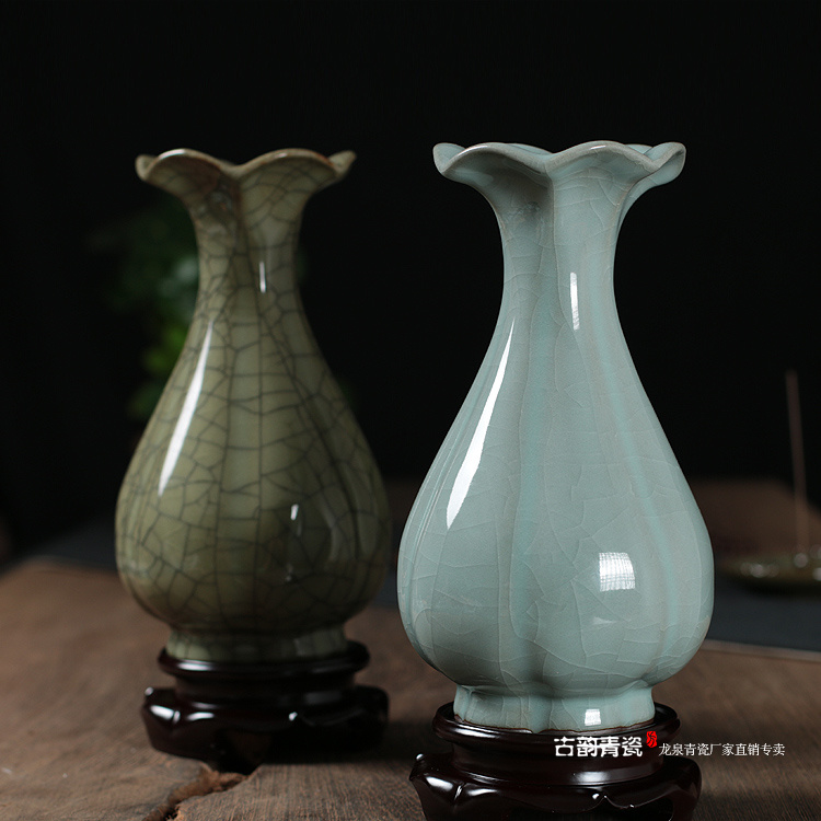 龙泉青瓷花瓶现代中号花瓶花器摆设家居饰品客厅工艺品摆件包邮