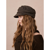 JIAOJIAONV正品 报童帽皱褶山本风马术帽日系文艺气质平顶鸭舌帽女