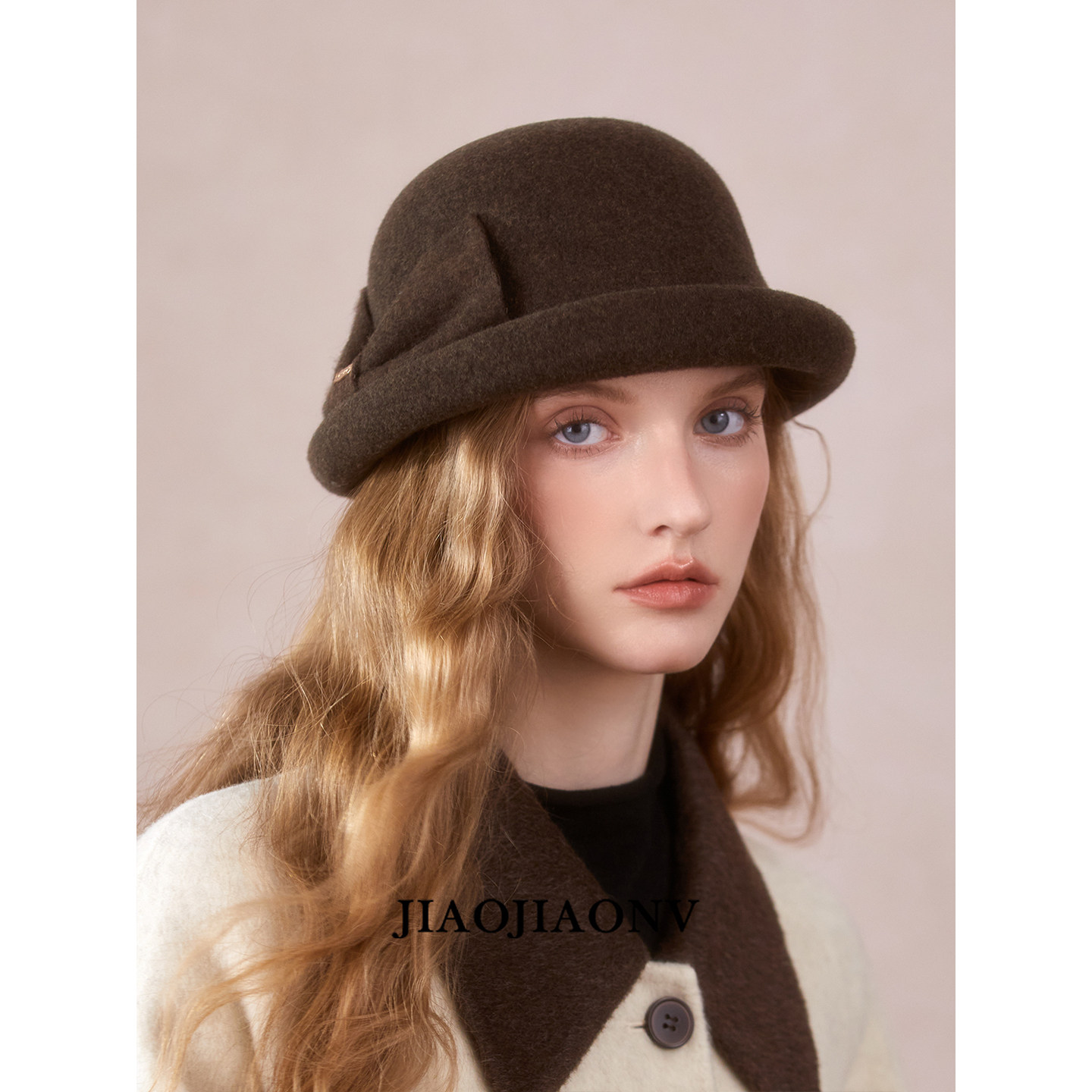 JIAOJIAONV正品羊毛礼帽法式千金圆顶气质盆帽复古贵气留洋女帽冬,服饰配件/皮带/帽子/围巾,帽子,淘宝优惠券,粉丝福利购,淘宝优惠卷