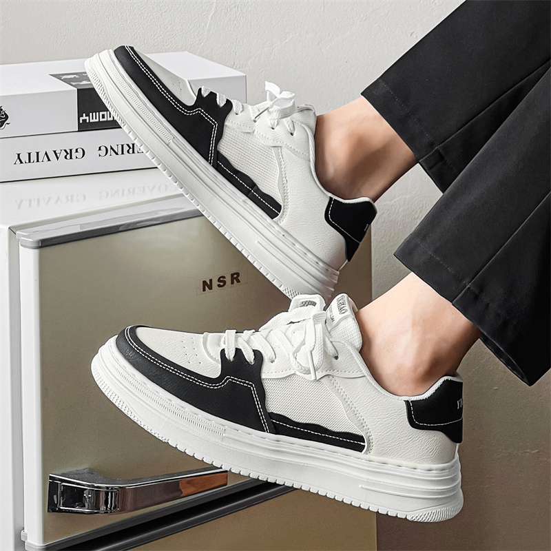 古雀文艺轻复古男鞋夏款2024新款板鞋黑白熊猫运动小白鞋潮流学生