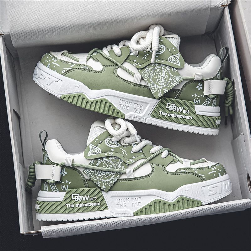 古雀文艺轻复古男鞋子夏季网面爆款厚底运动百搭板鞋青少年休闲鞋