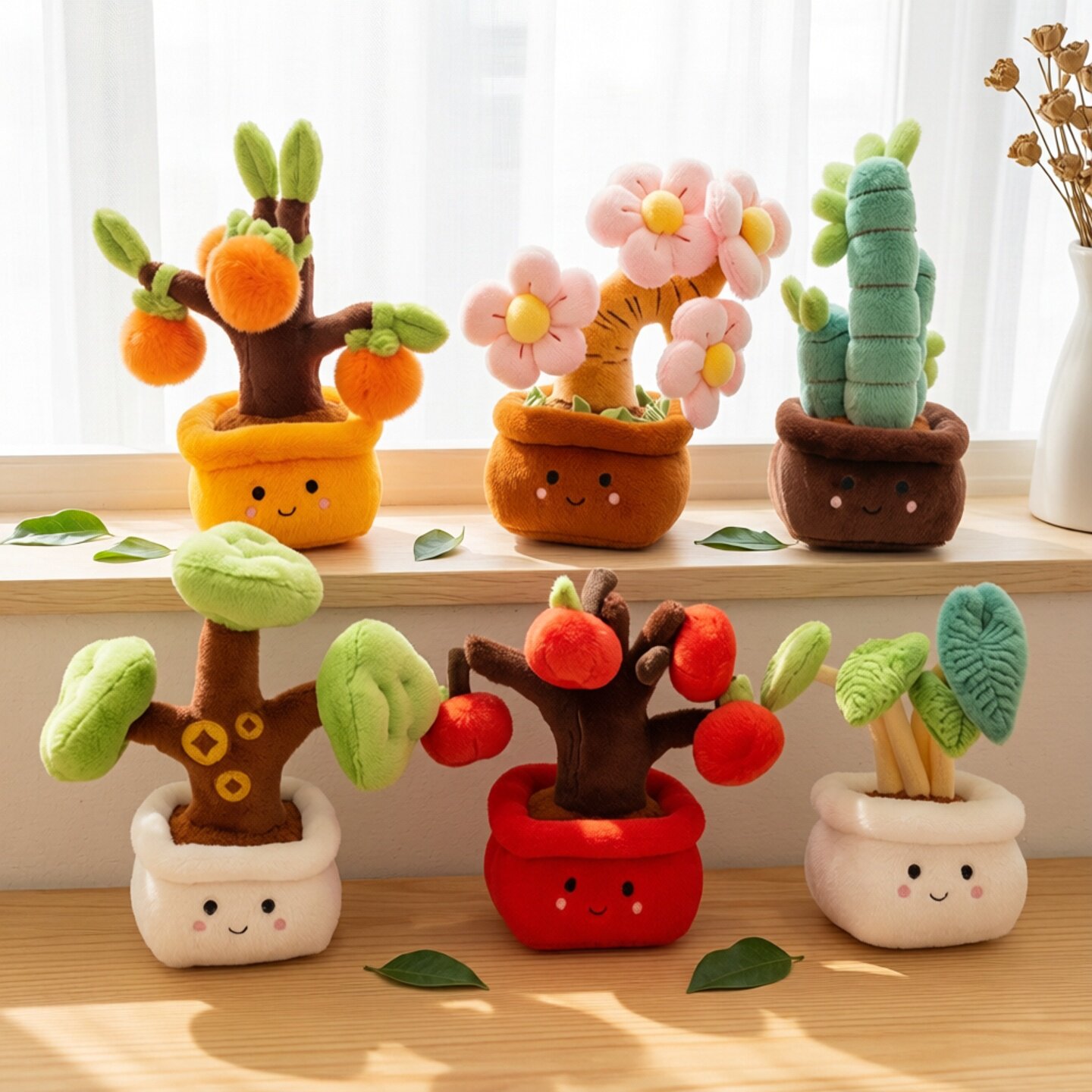 创意可爱仿真盆栽玩偶绿植花朵毛绒玩具公仔装饰摆件道具儿童礼物