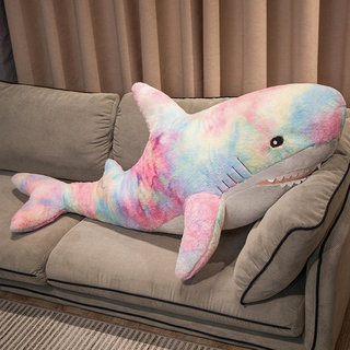 超大号彩色鲨鱼形玩偶睡觉抱枕女生超软毛绒玩具床上公仔娃娃男孩