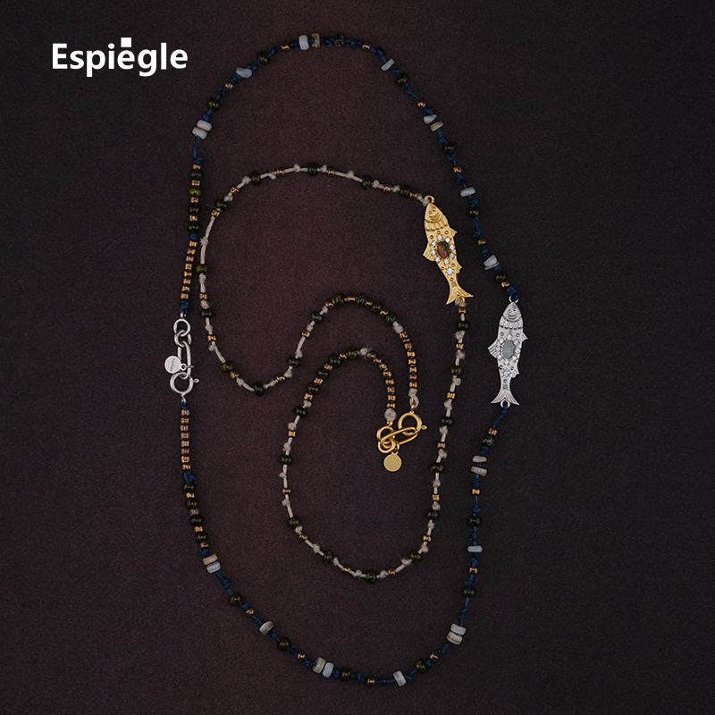Espiegle【新品】三文鱼与白天的眼睛系列olive宝石绳编织项链