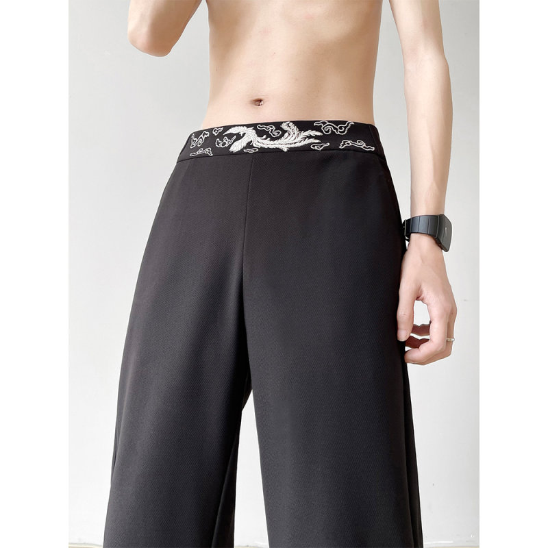 新中式凤凰刺绣西裤高级感