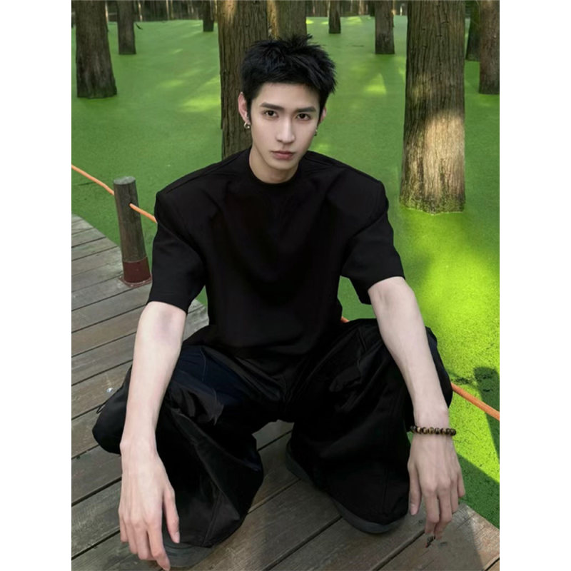 性张力穿搭t恤纯棉小领口