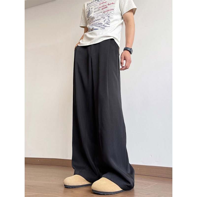 黑色阔腿西装裤男cleanfit