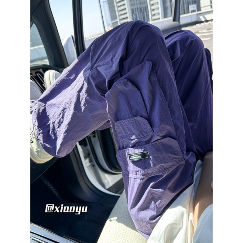 乌梅紫色防水速干工装裤男