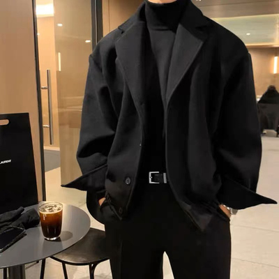 韩版轻熟风加厚短款毛呢大衣