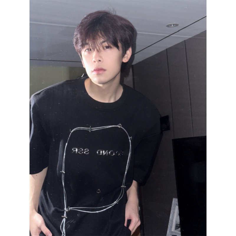 可调节弹力绳设计重磅短袖T恤