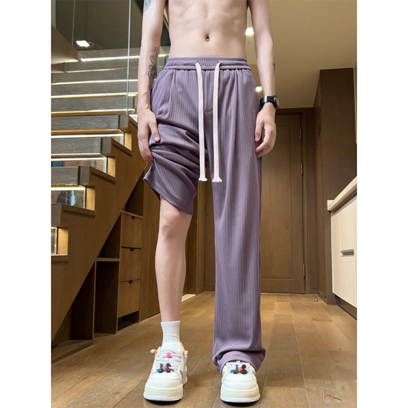 淡紫色凉爽冰丝裤男款夏季