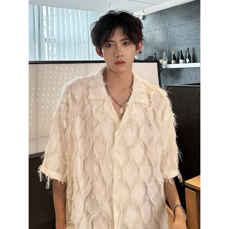 Vintage禁欲系流苏毛边半袖