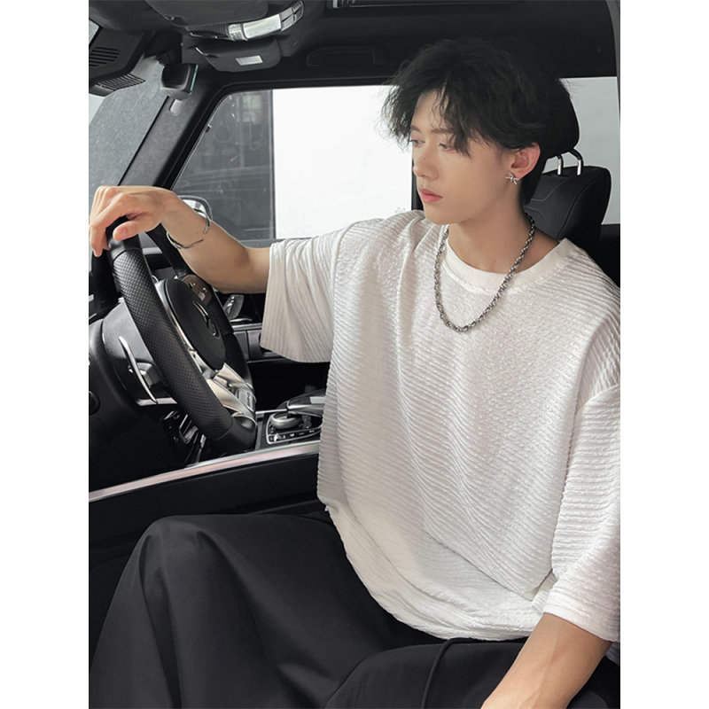 小众设计条纹肌理感短袖T恤