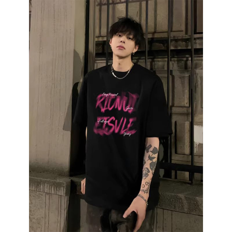 美式重磅纯棉小领口t恤男款