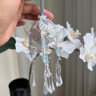 广西壮锦绣球纯手工靖西蝴蝶花卉挂饰苗银装饰品民族风工艺品挂件