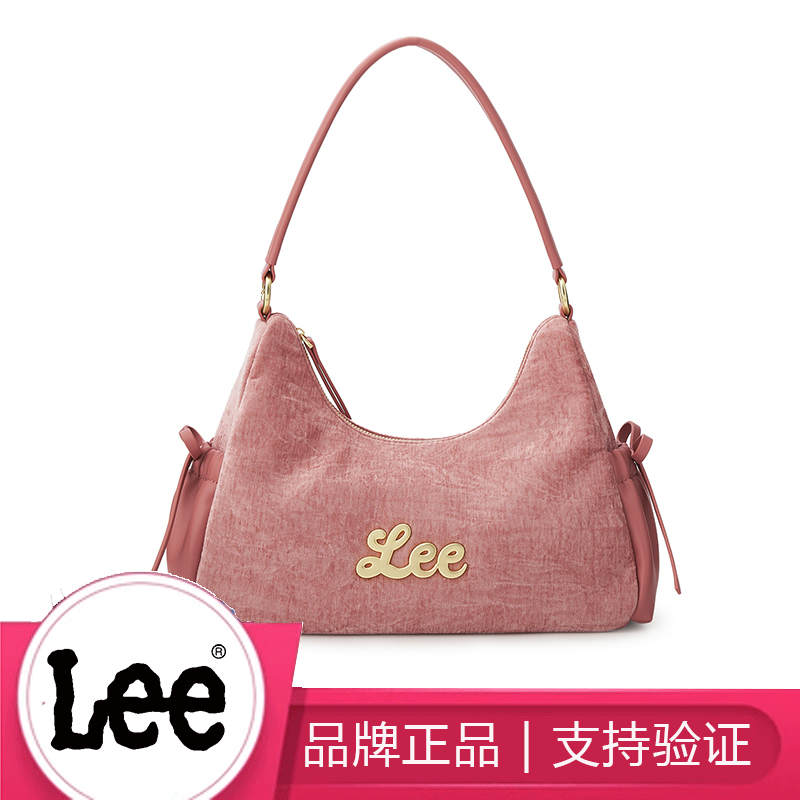 Lee秋冬女牛仔帆布云吞包大容量单肩hobo背包通勤上课格纹托特包