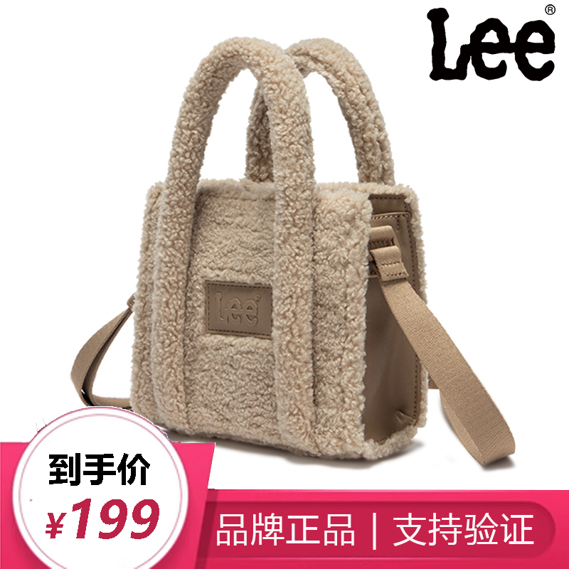 Lee女秋冬精致可爱毛毡毛绒绒茸茸羊羔绒毛托特包单肩斜挎手提包