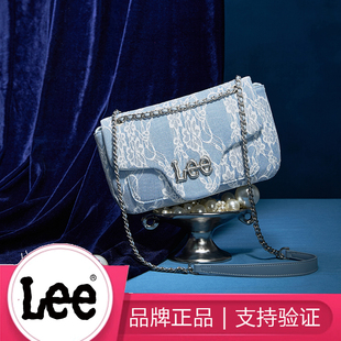 Lee女蕾丝牛仔单肩包斜挎链条包高级感精致小包