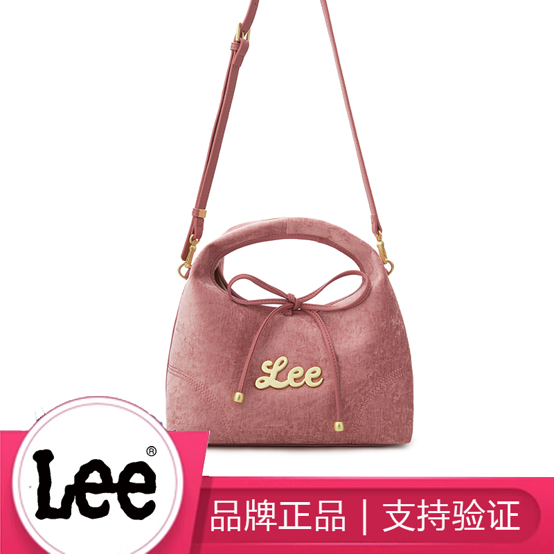 Lee秋冬女丝绒单肩斜挎包三角手提通勤包hobo包