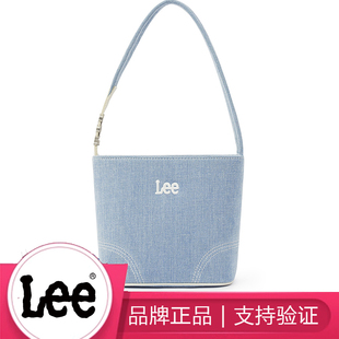 Lee新款 正品 牛仔帆布水桶包托特包女單肩手提腋下斜挎通勤包