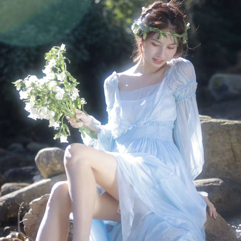 长裙真丝仙女手工长袖