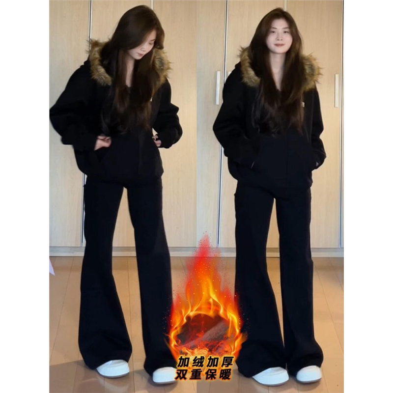 黑色微喇叭牛仔裤女春秋冬2026新款高腰弹力显瘦小个子直筒阔腿裤