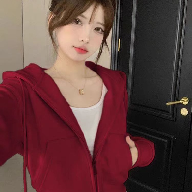 短款连帽卫衣外套女2025新款爆款小个子春秋美式开衫运动初秋上衣