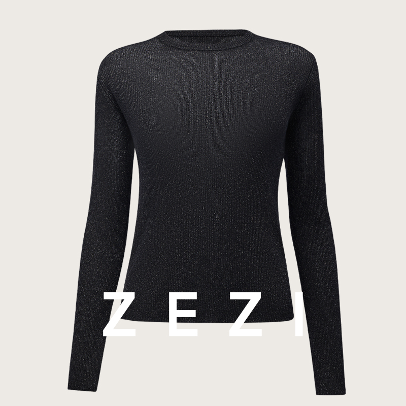 zezi春秋羊毛衫女亮丝打底针织衫