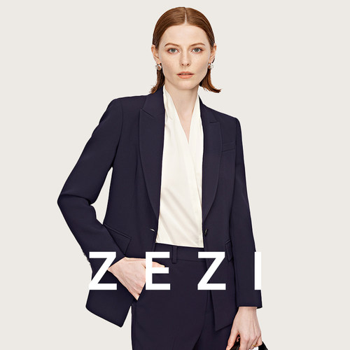 zezi进口三醋酸西装外套女薄款