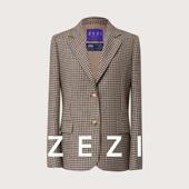 zezi英国皇室厂牌MOON千鸟格羊毛西装 春秋通勤外套女士西服职场装