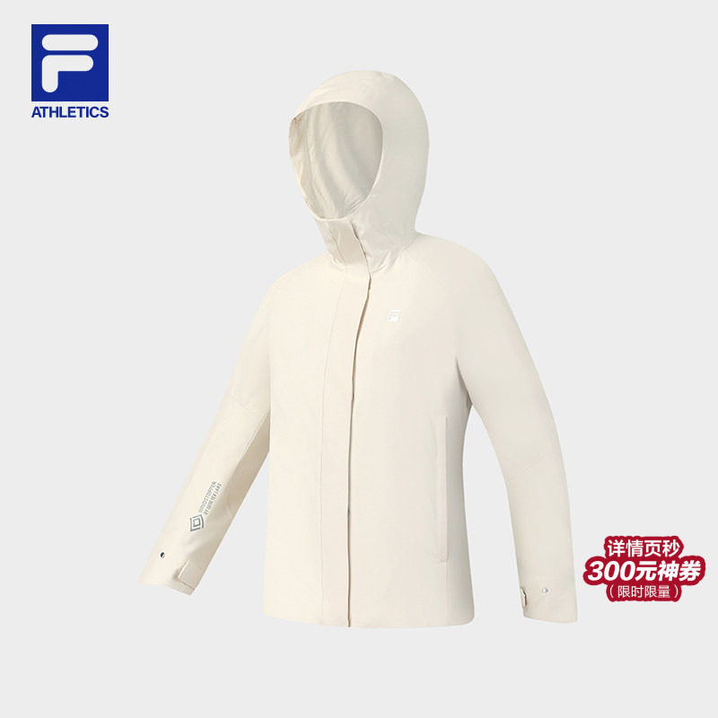 FILA 斐乐官方女士梭织外套2025冬新款健身运动简约基础连帽上衣