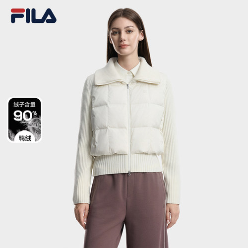 斐乐羽绒服丨FILA简洁优雅羽绒服26冬新款女日常休闲毛织拼接外套