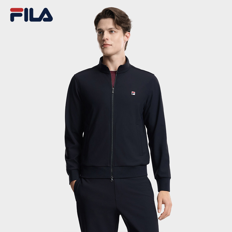 FILA 斐乐官方立领针织外套26冬季新款男士长袖商务休闲简约上衣