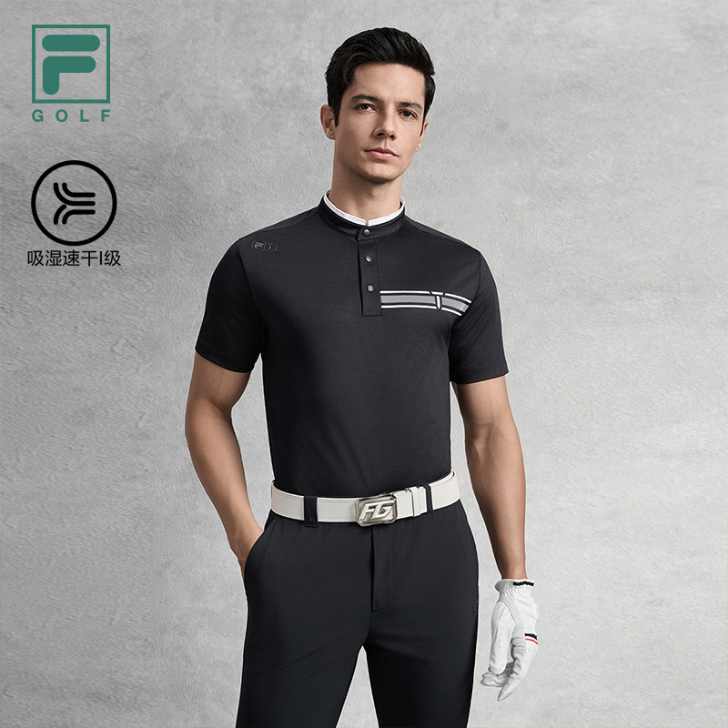 FILA 斐乐高尔夫男士短袖T恤夏季速干运动休闲立领商务半袖上衣