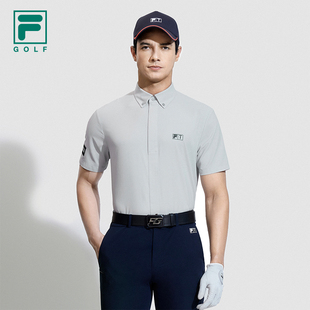运动宽松上衣 FILA 斐乐官方高尔夫男子梭织短袖 POLO衫 2025夏新款