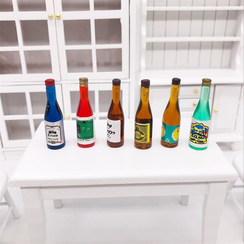 1:12迷你娃娃屋dollhouse袖珍仿真果酒饮品酒瓶BJD可用摆件模型