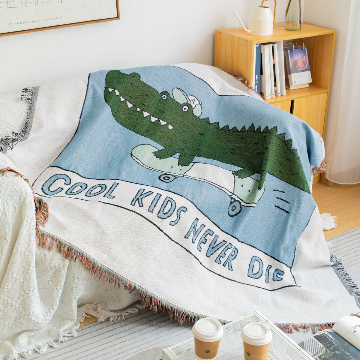 定制美式露营毯礼品挂毯房间卧室客厅棉线毯沙发垫毛毯装饰沙发