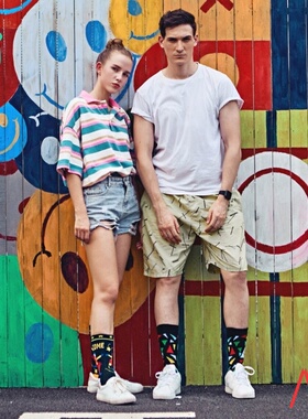 极速New Mens sock Hip hop Cooyl Happy Socks for Men Long Col