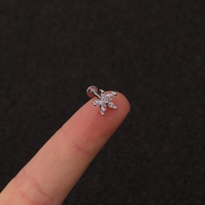 速发16G Cross Heart Flower Crown Cz Ear Studs Helix Piercing